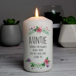 Personalised Floral Pillar Candle -Xmas Decor Shop p0409d97 2