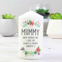 Personalised Floral Pillar Candle -Xmas Decor Shop p0409d97 6