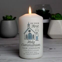 Personalised Boys First Holy Communion Pillar Candle -Xmas Decor Shop p0409d99 2