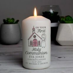 Personalised Girls First Holy Communion Pillar Candle -Xmas Decor Shop p0409e01 2