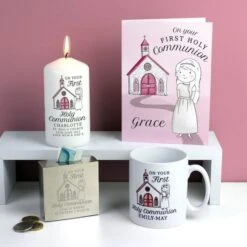 Personalised Girls First Holy Communion Pillar Candle -Xmas Decor Shop p0409e01 3