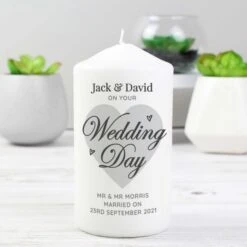Personalised On Your Wedding Day Pillar Candle -Xmas Decor Shop p0409e03 3