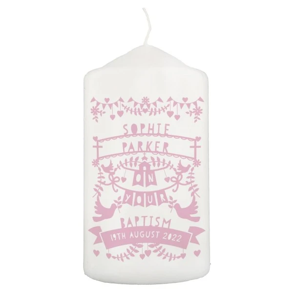 Personalised Pink Papercut Style Pillar Candle 2 Personalised Pink Papercut Style Pillar Candle - Image 2