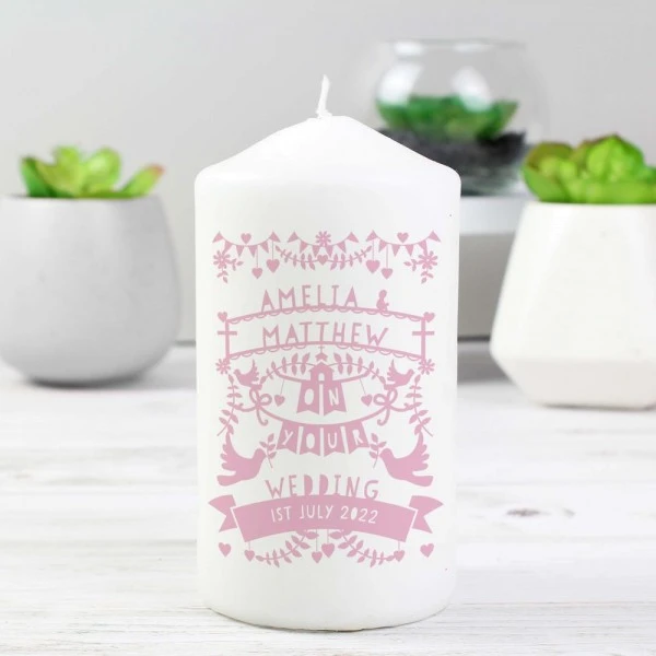 Personalised Pink Papercut Style Pillar Candle 4 Personalised Pink Papercut Style Pillar Candle - Image 4