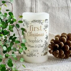 Personalised First Christmas LED Candle -Xmas Decor Shop p0409e08 3
