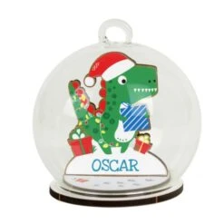 Personalised Wooden Dinosaur Glass Bauble -Xmas Decor Shop p050706 4