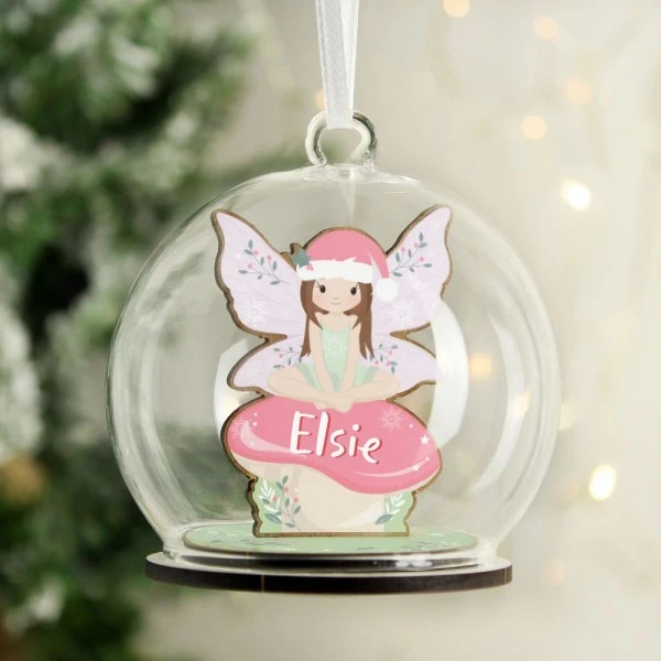 Personalised Wooden Fairy Glass Bauble 1 Personalised Wooden Fairy Glass Bauble