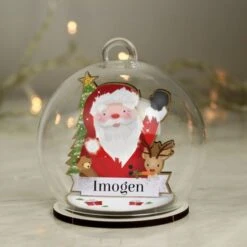 Personalised Wooden Santa Glass Bauble -Xmas Decor Shop p050709 3
