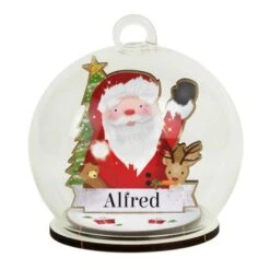 Personalised Wooden Santa Glass Bauble -Xmas Decor Shop p050709 4