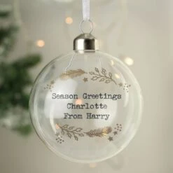 Personalised Gold Wreath Glass Bauble 10 Personalised Gold Wreath Glass Bauble -Xmas Decor Shop p050712 2