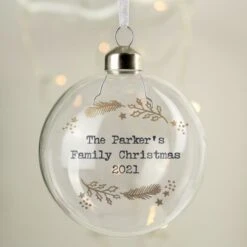 Personalised Gold Wreath Glass Bauble 11 Personalised Gold Wreath Glass Bauble -Xmas Decor Shop p050712 3