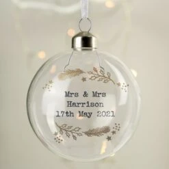 Personalised Gold Wreath Glass Bauble 13 Personalised Gold Wreath Glass Bauble -Xmas Decor Shop p050712 5
