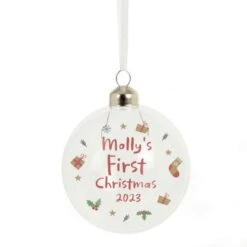 Personalised First Christmas Glass Bauble 8 Personalised First Christmas Glass Bauble -Xmas Decor Shop p050715 2