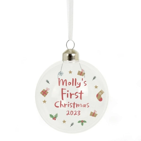 Personalised First Christmas Glass Bauble 3 Personalised First Christmas Glass Bauble - Image 3