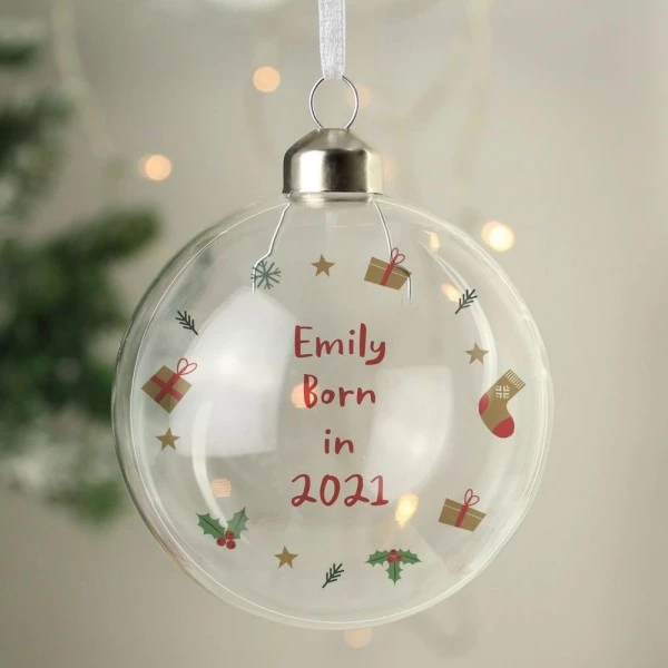 Personalised First Christmas Glass Bauble 4 Personalised First Christmas Glass Bauble - Image 4