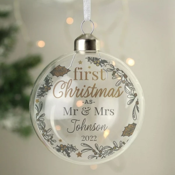 Personalised First Christmas As... Glass Bauble 1 Personalised First Christmas As... Glass Bauble