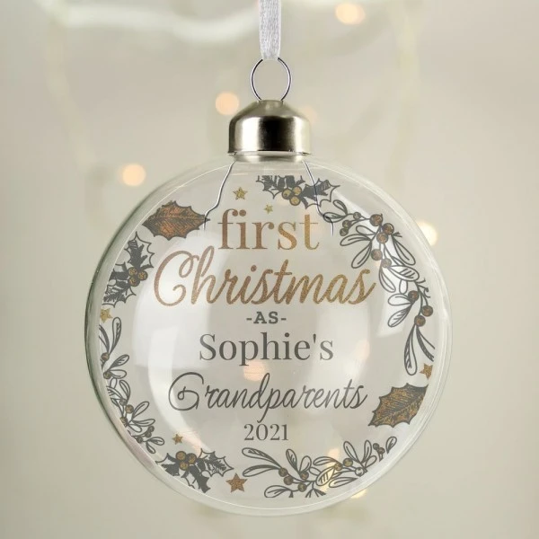 Personalised First Christmas As... Glass Bauble 3 Personalised First Christmas As... Glass Bauble - Image 3