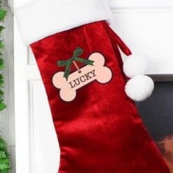 Personalised Dog Treats Luxury Red Stocking -Xmas Decor Shop p0510f51 3