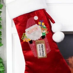 Personalised Santa Claus Luxury Red Stocking -Xmas Decor Shop p0510g03 3