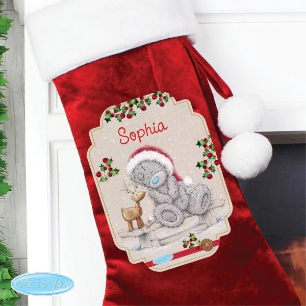 Personalised Me To You Reindeer Luxury Red Stocking 4 Personalised Me To You Reindeer Luxury Red Stocking - Image 4