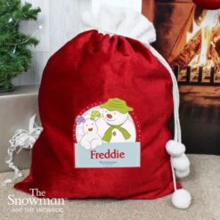 Personalised The Snowman And The Snowdog Luxury Pom Pom Sack -Xmas Decor Shop p0510g29 2