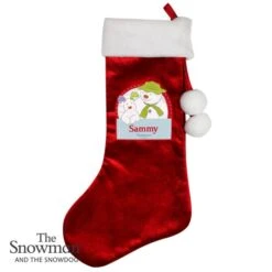 Personalised The Snowman And The Snowdog Luxury Red Stocking -Xmas Decor Shop p0510g63 3