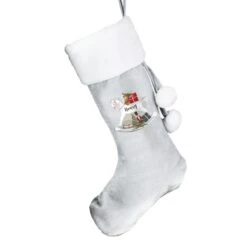Personalised Rocking Horse Luxury Silver Grey Stocking -Xmas Decor Shop p0510h36 3