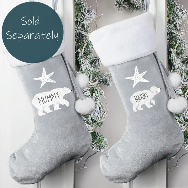Personalised Polar Bear Luxury Silver Grey Stocking 10 Personalised Polar Bear Luxury Silver Grey Stocking - Image 10