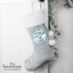 Personalised The Snowman And The Snowdog Luxury Silver Grey Stocking 6 Personalised The Snowman And The Snowdog Luxury Silver Grey Stocking -Xmas Decor Shop p0510h83 2