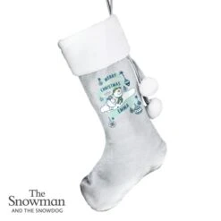Personalised The Snowman And The Snowdog Luxury Silver Grey Stocking 7 Personalised The Snowman And The Snowdog Luxury Silver Grey Stocking -Xmas Decor Shop p0510h83 3