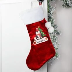 Personalised Christmas Penguin Red Stocking -Xmas Decor Shop p0510i90 2