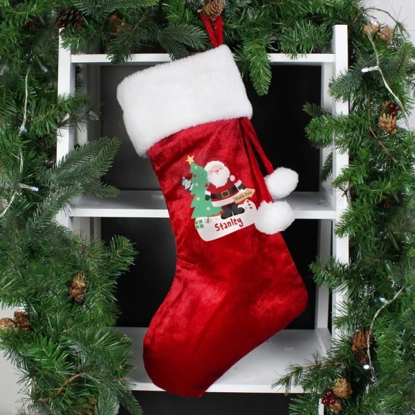 Personalised Santa Luxury Red Stocking 1 Personalised Santa Luxury Red Stocking