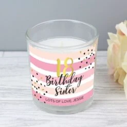 Personalised Birthday Gold And Pink Stripe Scented Jar Candle 9 Personalised Birthday Gold And Pink Stripe Scented Jar Candle -Xmas Decor Shop p0512aa84 4