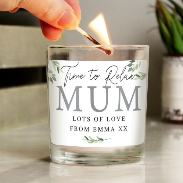 Personalised Botanical Leaves Scented Jar Candle 1 Personalised Botanical Leaves Scented Jar Candle