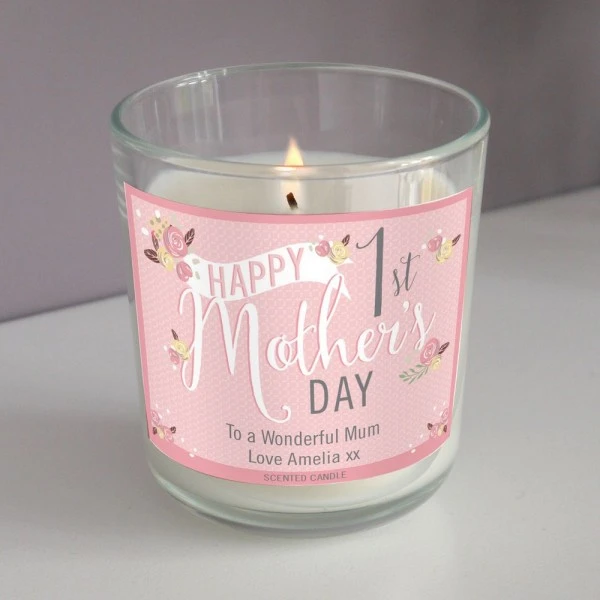 Personalised Floral Bouquet 1st Mothers Day Scented Jar Candle 1 Personalised Floral Bouquet 1st Mothers Day Scented Jar Candle