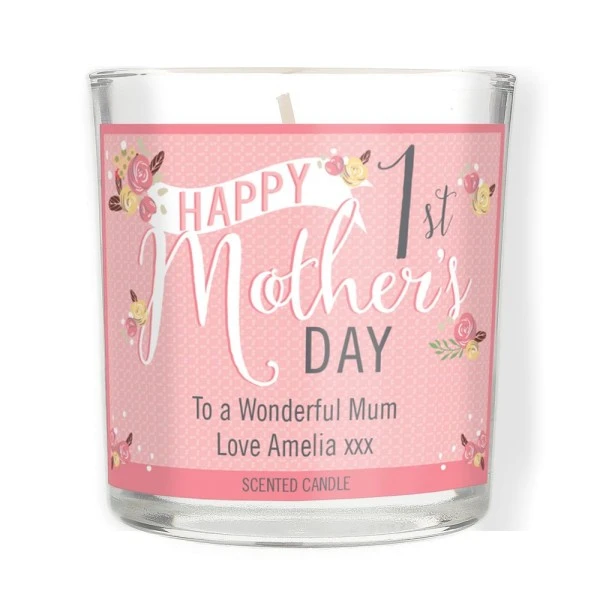 Personalised Floral Bouquet 1st Mothers Day Scented Jar Candle 5 Personalised Floral Bouquet 1st Mothers Day Scented Jar Candle - Image 5