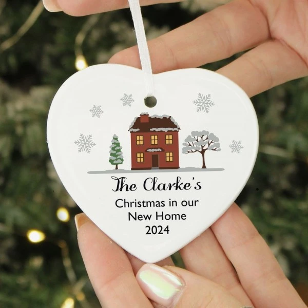 Personalised Cosy Christmas Ceramic Heart Decoration 2 Personalised Cosy Christmas Ceramic Heart Decoration - Image 2