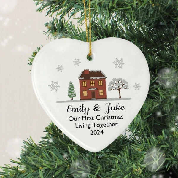 Personalised Cosy Christmas Ceramic Heart Decoration 3 Personalised Cosy Christmas Ceramic Heart Decoration - Image 3