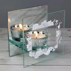 Personalised Soft Watercolour Mirrored Glass Tea Light Candle Holder -Xmas Decor Shop p1007c19 5