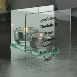 Personalised Antique Scroll Mirrored Glass Tea Light Candle Holder -Xmas Decor Shop p1007c20 3