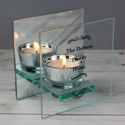 Personalised Antique Scroll Mirrored Glass Tea Light Candle Holder -Xmas Decor Shop p1007c20 7