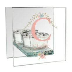 Personalised Floral Bouquet Mirrored Glass Tea Light Candle Holder -Xmas Decor Shop p1007c21 3