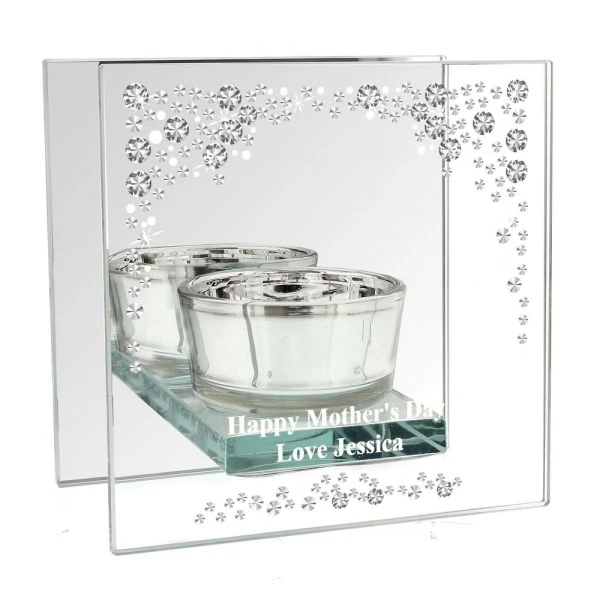 Personalised Diamante Mirrored Glass Tea Light Candle Holder 2 Personalised Diamante Mirrored Glass Tea Light Candle Holder - Image 2