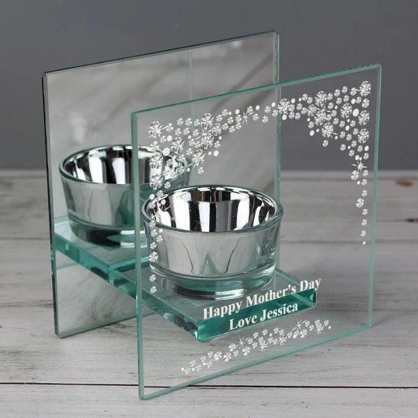 Personalised Diamante Mirrored Glass Tea Light Candle Holder 3 Personalised Diamante Mirrored Glass Tea Light Candle Holder - Image 3