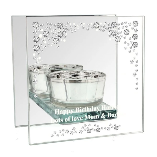 Personalised Diamante Mirrored Glass Tea Light Candle Holder 4 Personalised Diamante Mirrored Glass Tea Light Candle Holder - Image 4