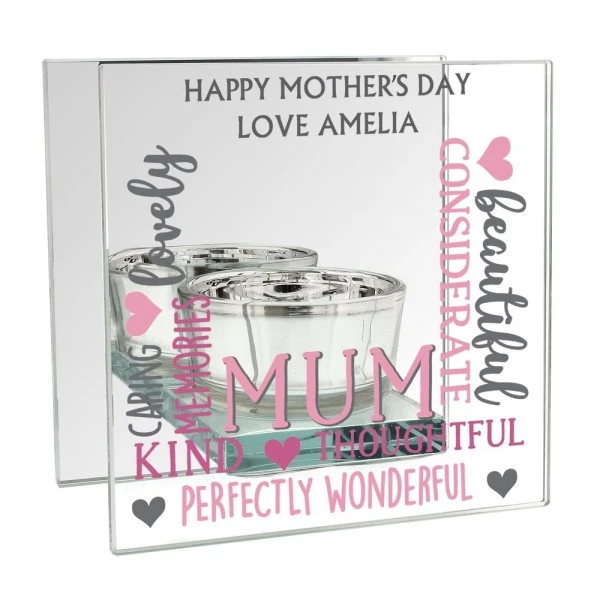 Personalised Mum Mirrored Glass Tea Light Holder 2 Personalised Mum Mirrored Glass Tea Light Holder - Image 2