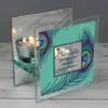 Personalised Peacock Mirrored Glass Tea Light Candle Holder