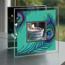 Personalised Peacock Mirrored Glass Tea Light Candle Holder 9 Personalised Peacock Mirrored Glass Tea Light Candle Holder -Xmas Decor Shop p1007c92 3
