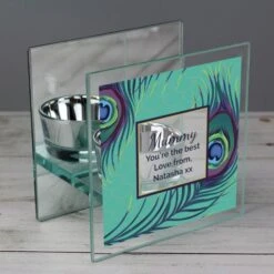 Personalised Peacock Mirrored Glass Tea Light Candle Holder 10 Personalised Peacock Mirrored Glass Tea Light Candle Holder -Xmas Decor Shop p1007c92 4