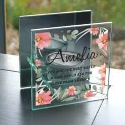 Personalised Floral Sentimental Mirrored Glass Tea Light Candle Holder -Xmas Decor Shop p1007d23 4